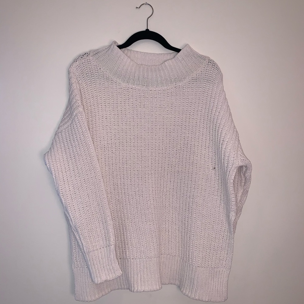 Aerie Oversized Mock Neck White Knit Sweater - NWT